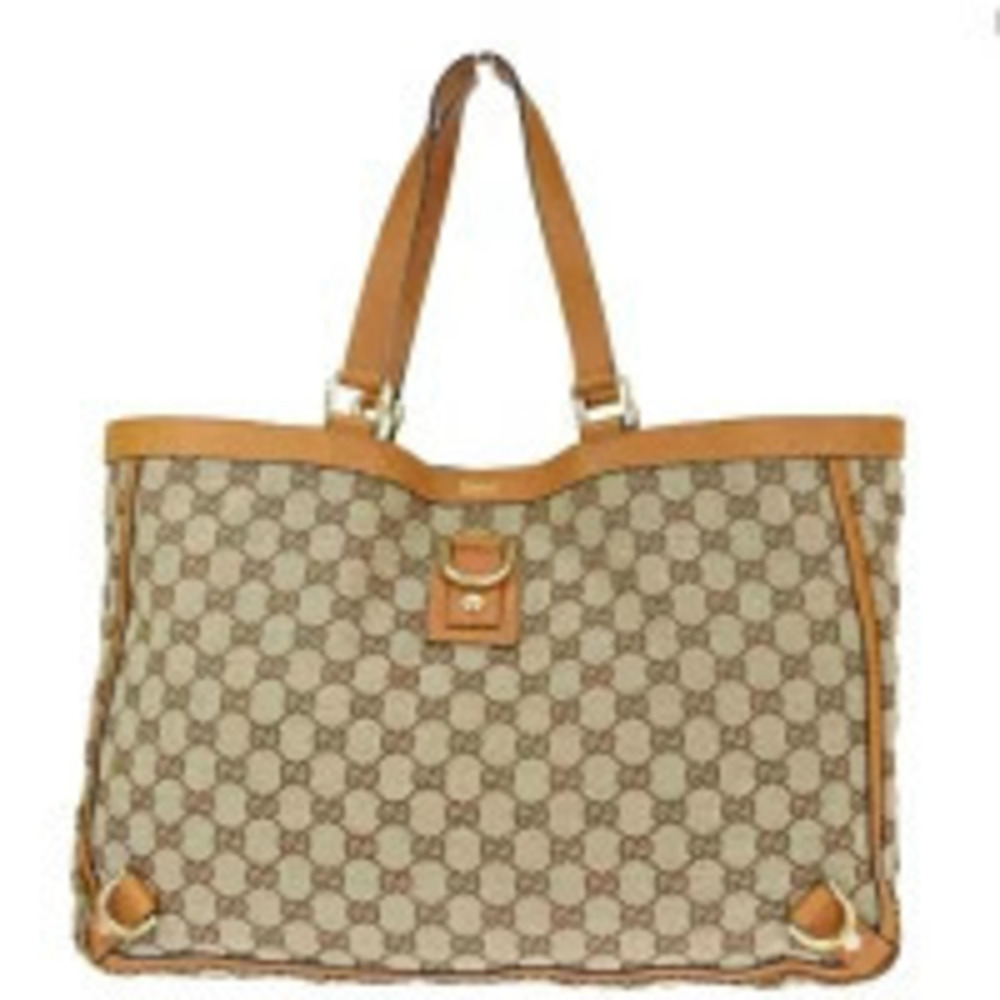 Gucci Handbag tote bag GG brown canvas leather